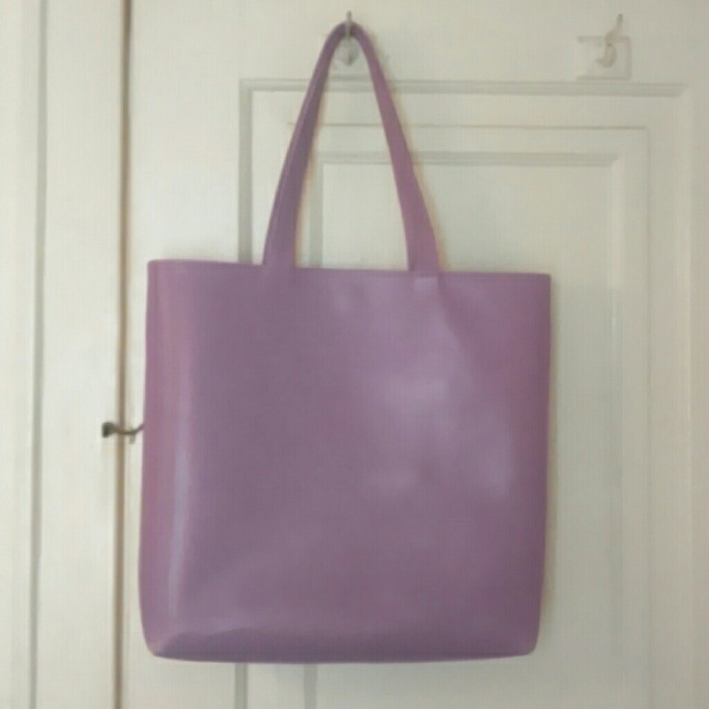 Italian Leather Pineider Tote - lilac